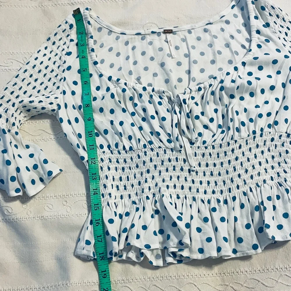 Free People Polka Dot Milkmaid Crop Top Small Cottagecore Boho Festival Fairy